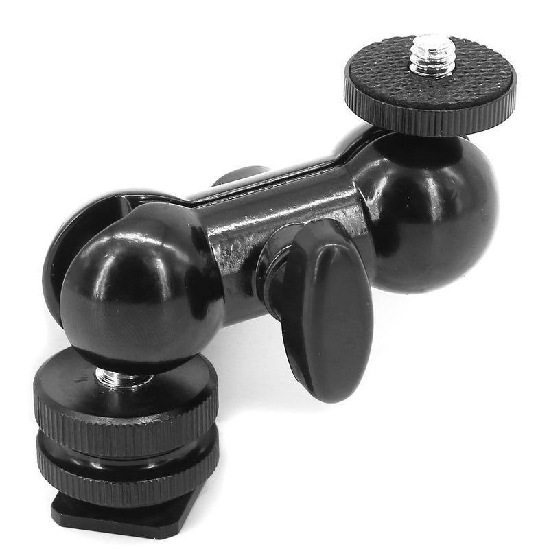 Anwenk Ball Head Shoe Mount 1/4" Hot Shoe Mount Double Ballhead 1/4" Tripod Screw Multi-Function for LCD Monitors,Led Light,Microphone - Image 4